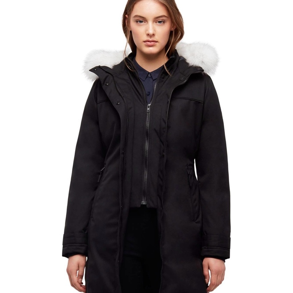 EUC Quartz & Co Women's Black Down Parka without the Fur Ruff, XL - Picture 3 of 12